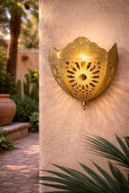 Moroccan Brass Wall Lamp Sconce Home Decor, Handmade Lighting Copper Metal Lights Turkish Lamp, Ramadan Candle Lantern, Candle Holder, Indoor Outdoor, Patio, Porch, Shelf, Garden (Atlas) - Image 5