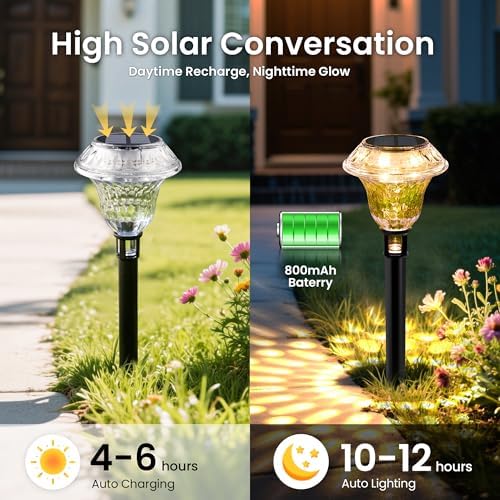 Solar Pathway Lights, Acrylic Garden Lights Outdoor Decor 6 Pack - Image 3