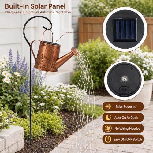 Solar Watering Can Light, LED String Lantern, Hummingbird Garden Yard Decor - Image 4