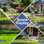 360°Peacock Solar Wind Spinner with Lights Blue Metal Garden Outdoor Decor Yard Lawn Art Decor for Patio Kinetic Windmills Unique Gifts for Friends and Family 51.9' H x 12.2'' Dia - Image 5