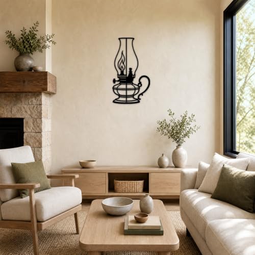 Vintage Kerosene Oil Lamp Metal Wall Art Retro Lantern Iron Wall Hanging for Farmhouse Bedroom Living Room Kitchen Indoor Home Decoration (Black,28inch) - Image 7