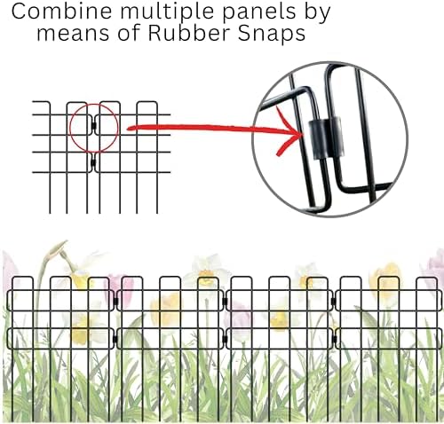 ShopLaLa Garden Fence Animal Barrier (10 Panels) 12in(L) x 16.5in(H) Small and Short White Metal Wire Fencing Decorative Flower Bed Edging for Landscape Plant Protector Dog Fences Yard Outdoor Decor - Image 3