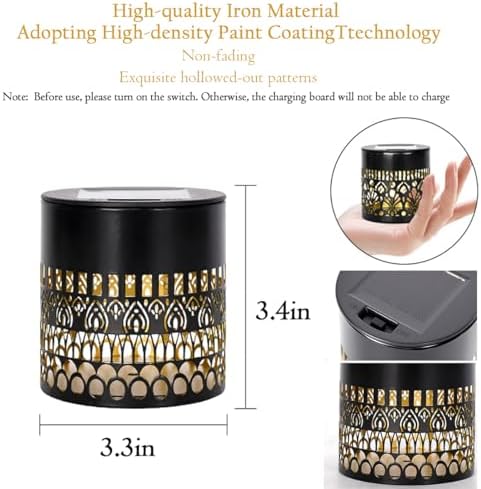 Retro Solar Lantern Outdoor Waterproof Wall Light Hollow Out Metal Decor - Image 6