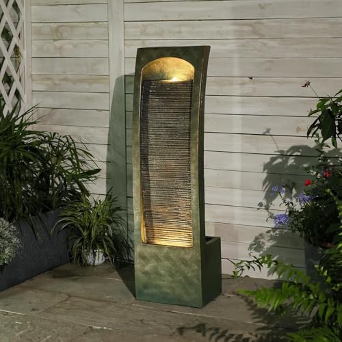 Sunlinua 42H Modern Outdoor Water Fountain with LED Light by Sunlinua