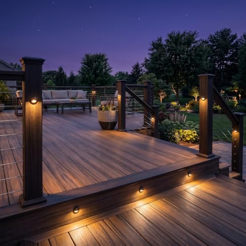 FVTLED Pack of 20 Warm White Low Voltage LED Deck Lights kit Φ1.38 Outdoor Garden Yard Decoration Lamp Recessed Landscape Pathway Step Stair Warm White LED Lighting, Black - Image 2