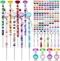 UFU 192Pcs DIY Fairy Wand Beaded Garden Stakes Kit, Decorative Garden Stakes with Colorful Crystal Pendants, Outdoor Fairy Garden Accessories, Beadable Items for Decor, Gifts & Craft (10 in) by UFU