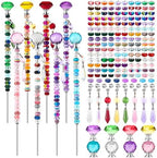 UFU 192Pcs DIY Fairy Wand Beaded Garden Stakes Kit, Decorative Garden Stakes with Colorful Crystal Pendants, Outdoor Fairy Garden Accessories, Beadable Items for Decor, Gifts & Craft (10 in) by UFU