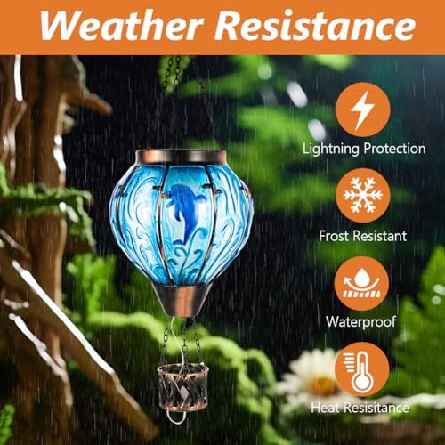 Dolphin Hot Air Balloon Solar Lantern with Flame Flickering Light - Image 3