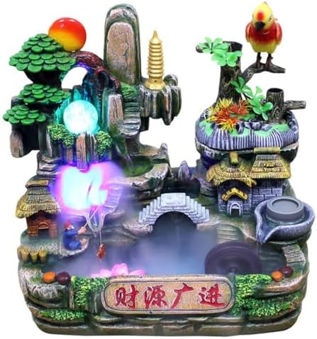 LUNIZ Waterfall Fountain Tabletop Fountain Rockery Water Fountain Home Resin Crafts Decoration Living Room Creative Decoration for Home Office by Unknown