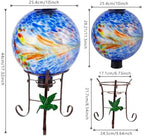 10" Diameter Solar Gazing Ball with Hummingbird Metal Stand (Blue) - Image 3