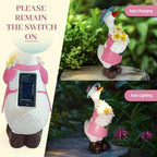 Solar Porch Goose Garden Statue with Glowing Flower, 11.5" Solar Duck Garden Decor for Outdoor, Waterproof Animal Figurine with Auto Light for Yard Lawn Patio - Unique Gift for Mom Grandma Women - Image 3