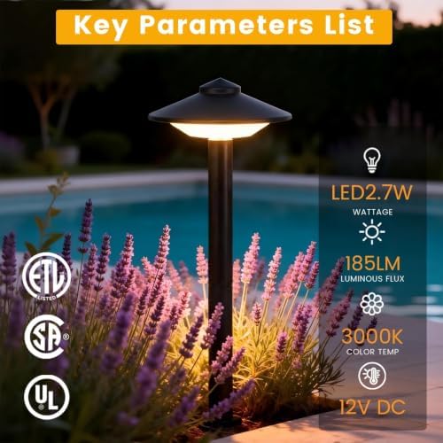 6 Pack Low Voltage Pathway Lights LED Garden Lights Warm White - Image 2