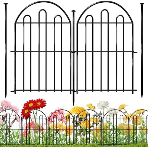 32 Pack Decorative Garden Fence, 17in x 34.6ft Arched No Dig Animal Barrier Fence for Dog Rabbit, Garden Edging Border, Rustproof Metal Ground Stake Border Fencing Panel for Outdoor Yard Patio Decor by Unknown