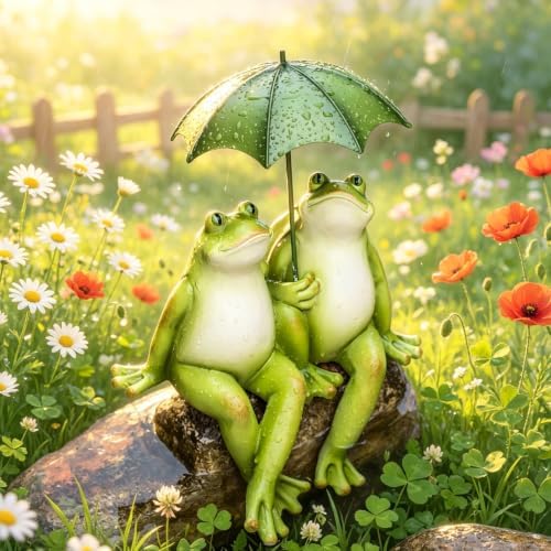 Couple Frogs Garden Outdoor Statue - Frogs Decor Garden Statue 8.5" x 11" x 6.5" - Image 3