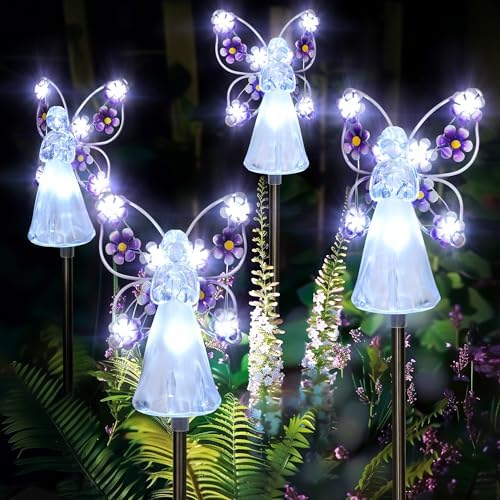 GIGALUMI 4 Pack Angel Solar Lights Outdoor Garden Decor Yard Art by GIGALUMI