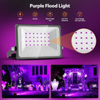 Onforu Purple Halloween Lights, 30W Dusk to Dawn Floodlight 2 Pack LED Flood Light Outdoor Decoration, Auto ON/Off Plug in Spot Light, IP65 Waterproof Uplighting Uplights for Party Garden - Image 3
