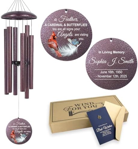 ASTARIN Custom Cardinal Wind Chimes for Loss of Lover Mom Dad, Butterfly Wind Chime Memorial Sympathy Gifts for Remembrance, Windchimes in Memory of a Loved One by Astarin