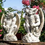 Zaer Ltd. Set of 2 Gothic Gargoyle Garden Statues, 28.4 Inch Tall Outdoor Sculptures (Distressed Gray) by ZaerLtd