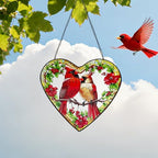 Artisan Stained Glass Cardinal Suncatcher, Heart Shaped Window Hanging Decor, Romantic Red Bird Art Ornament for Home & Garden, Perfect Valentine's Day - Image 5