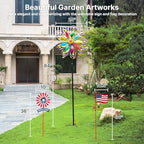 Wind Spinners Outdoor, 84" Large Metal Kinetic Wind Sculptures for Garden, Colorful Yard Art with 2 Piece Welcome Flag Decoration - Image 2