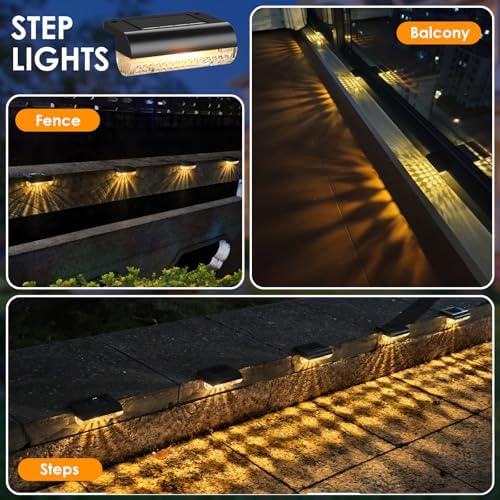Mancra Solar Step Lights Outdoor, Solar Deck Lights Waterproof Outdoor Lighting for Patio Fence Stairs Post Railing Yard and Garden (Warm White, 16 Pack) - Image 6