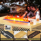 LYNSLIM Outdoor Fire Pit Table with Tank Table, CSA Certifed 60,000 BTU Stainless Steel Burner, Rattan Rectangular Propane Patio Firepit Table for Outside with Exterior, Porch, Backyard or Garden - Image 2