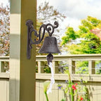 Outdoor Wall Bell, Cast Iron Door Bell Retro Bracket Mounts Bell Rust-Resistant Manually Shaking Wall Hanging Door Bell Dinner Bells for Home Decor - Image 3