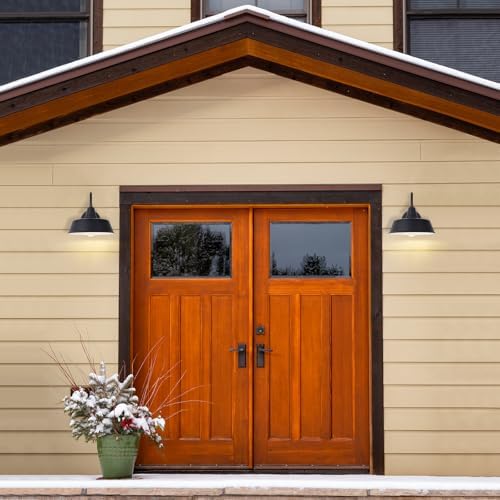 Matte Black Outdoor Gooseneck Barn Light for Porch, 10 Inch Dome Farmhouse Exterior Wall Lighting with Wall Mount, Outside Wall Sconce Light Fixture for House Porch Garage - Image 3