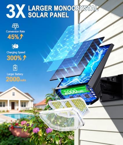 LETMY 6 Pack Solar Spot Lights Outdoor, 104 LED Solar Spotlights, IP65 Waterproof Solar Powered Outdoor Lights, Auto On/Off, Solar Lights Outdoor for Yard, Garden, Patio, Wall, Tree & Flag, Cool White - Image 3