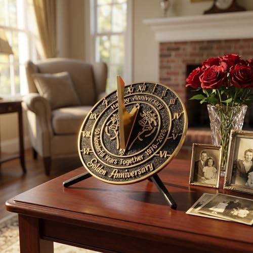 Brass Sundial with Pedestal for 50th Wedding Anniversary - Image 2