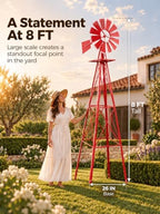 8FT Windmill for Yard Garden Decoration,Heavy Duty Outdoor Wind Mills, Large Metal Outdoor Windmill,Weather Resistant,Red - Image 3