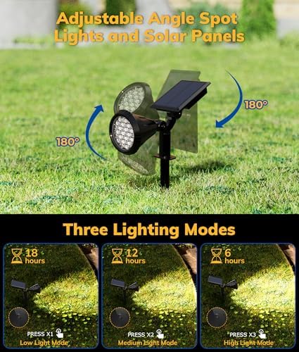 NBKLS Solar Spot Lights for Outside, 21 LED Outdoor Solar Lights for Yard, 4 Pack Solar Spotlights Waterproof Auto On/Off for Landscape, Wall, Garden, Pool, Tree, Pathway and Driveway(Warm White) - Image 6