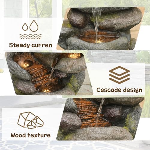 Sunlinua 29H Realistic Rock Cascading Outdoor Water Fountain with 4 Tiers - Image 3