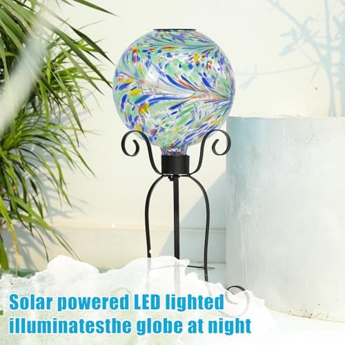 VCUTEKA Solar Gazing Ball, Glass Garden Globes for Outdoor Yard Decor, 10“ - Image 2