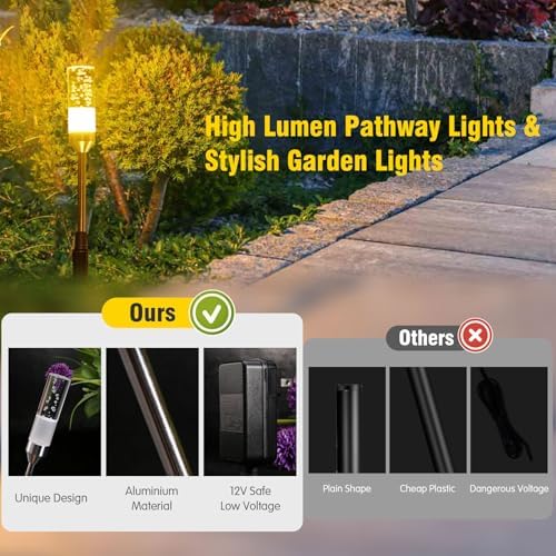 LED Pathway Lights, 4.8W 12V AC/DC Low Voltage Path Lights, 570 Lumen 6 Pack Extendable Outdoor Landscape Lighting IP65 Waterproof Garden Lights for Yard Walkway Driveway, 2700K - Image 5
