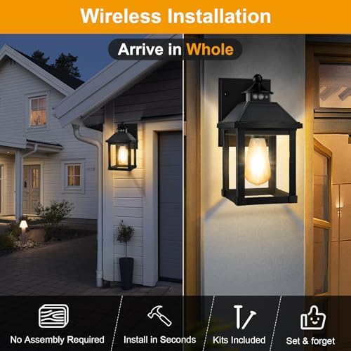 Auzev Solar Sconce Lights Outdoor Wall Mount Solar Porch Light Exterior - Image 6