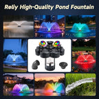 RELIY Pond Fountain Aerator, With 4 RGB Lights 1HP 110V 15000 GPH Stainless Steel Fountain Pump, Fully Automatic Powerful Lake Floating Fountain, 100 FT Power Cord, Programmable Timer Switch - Image 2