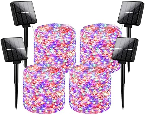 Brightever 4-Pack Solar String Lights Outdoor 288FT, Each 72FT 200 LED Solar Fairy Lights Waterproof, 8 Modes RGB Twinkle Lights for Christmas, Halloween, Party, Wedding Decorations(Multicolored) by Brightever