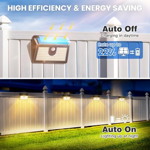 [10 Packs] Solar Motion Sensor Outdoor Lights, Super Bright Solar Lights Outdoor Waterproof, 3 Lighting Modes Security Wall Light for Outside Walking Dog Fence Backyard Deck Garden Door Step Garage - Image 3