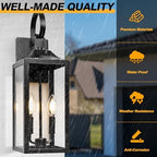 19" Large Dusk to Dawn Outdoor Wall Lantern 2-Light, Modern Porch Lights - Image 4