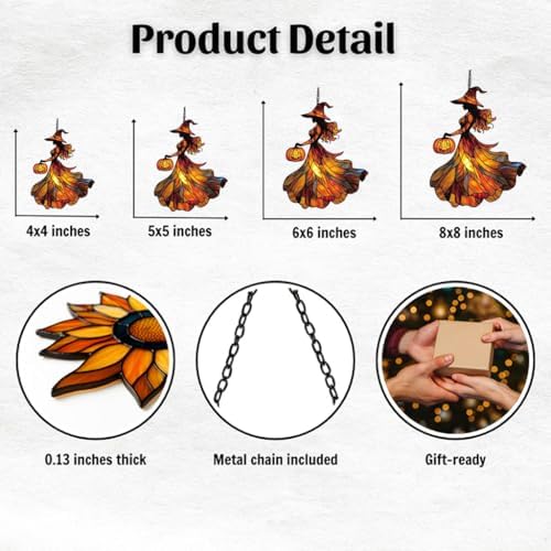Jack-o'-Lantern Witch Acrylic Suncatcher - Image 2