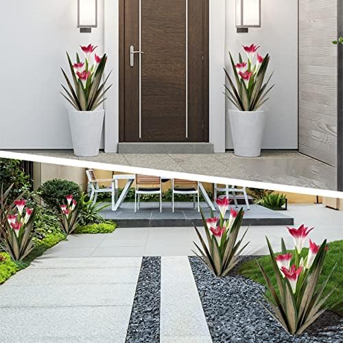 Homight Metal Agave Plant Outdoor Decoration Lily Mexican Yard Art Garden Gift Home Decor Hand Painted Metal Agave Garden Yard Statue, Outdoor Lawn Ornaments (2 Big Red Lilies) - Image 4