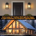 20" Extra Large Outdoor Wall Light, Black Exterior Lighting Fixtures - Image 2