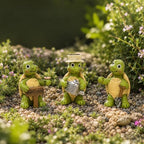 Garden Turtle Statues Set of 3, Hand-Painted Resin Outdoor Garden Decor by ysnn