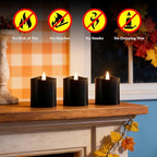 Black Pillar Flameless Candles, LED candle, electric candle3"*3"-3pcs - Image 4