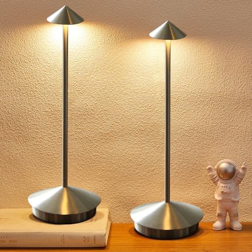 Portable Led Cordless Lamp Table Light 2 Pack, Rechargeable 6000mAh Battery Outdoor Table Lamp for Dinning Restaurant Patio Bedroom Camping, IP54 Waterproof, Dimmable by XMINKDZA