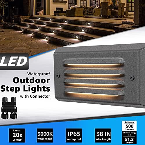 SUNVIE 5W Low Voltage Step Lights 6 Inch Outdoor Brown Cast-Aluminum 8-Pack - Image 2
