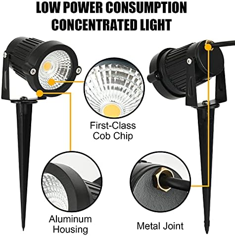 LED Landscape Spotlights Low Voltage 5W 12V 24V Garden Pathway Lights Waterproof IP66 Warm White Walls Trees Flags Outdoor Landscape Lights with Stakes - Image 4