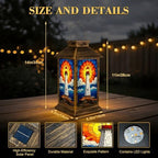 Solar Lantern Outdoor Waterproof Stained Glass Lighthouse Radiant Sunset Ocean Waves Garden Decor LED Hanging Solar Lights Tabletop Lamp Gifts for Women Mom Outside Yard Patio Porch - Image 2