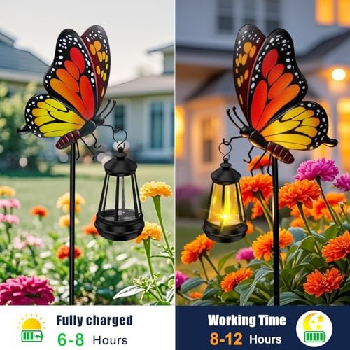 Solar Lights Outdoor 2 Packs 32.28in Garden Butterfly with Solar Lights - Image 6
